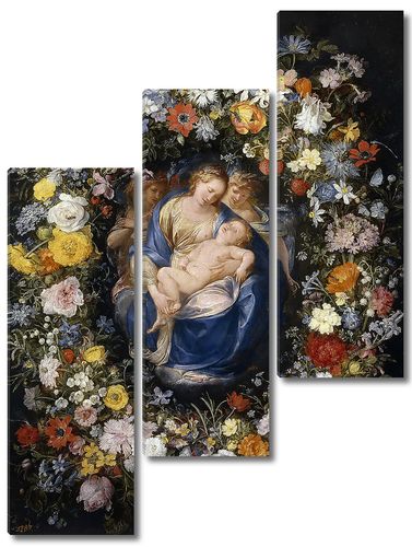 Мадонна с Младенцем и двумя ангелами в цветочной гирлянде (фигуры Джулио Чезаре Прокаччини)