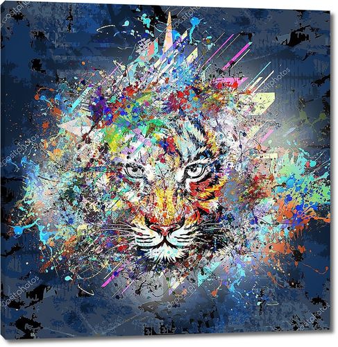 Тигр разноцветный портрет
