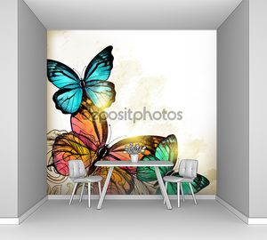 Элегантные моды фон с бабочками