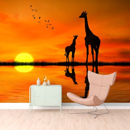 Жирафа и жирафенок