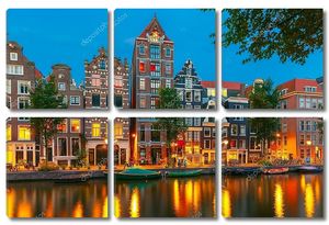 Ночной вид города Амстердам