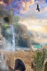 Дорога вдоль прекрасного водопада