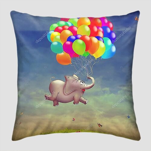 Летающий слон на воздушных шарах