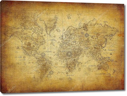 Карта мира в старинном стиле