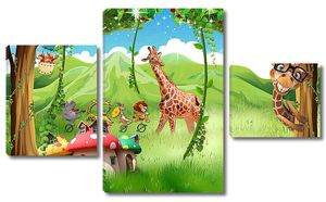 Веселые жирафы на поляне