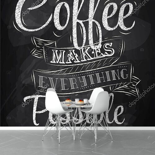 Плакат надпись кофе делает все возможное, стилизованные надписи мелом