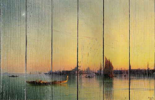 Вид Венеции с лагуны при закате