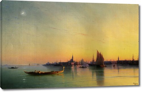 Вид Венеции с лагуны при закате