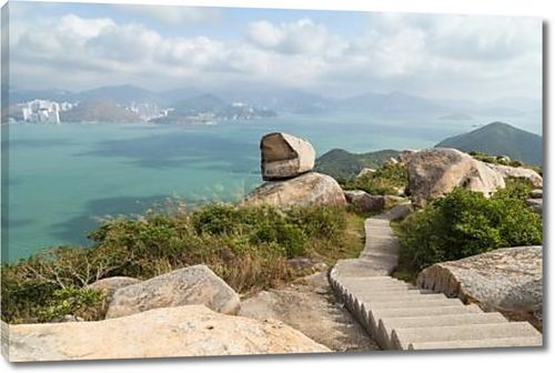 Вид с холма на острове Ламма в Hong Kong