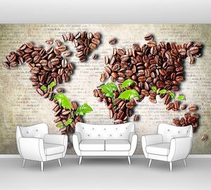 Карта мира из зерен кофе