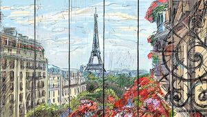 Красивый рисунок с видом на Эйфелеву башню