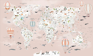 Карта мира с животными и шарами