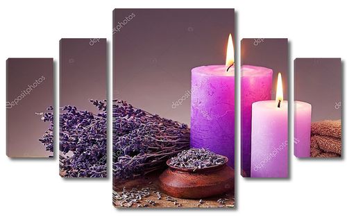 Спа Натюрморт с зажженными свечами