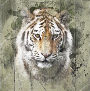 Портрет тигра в винтажном стиле