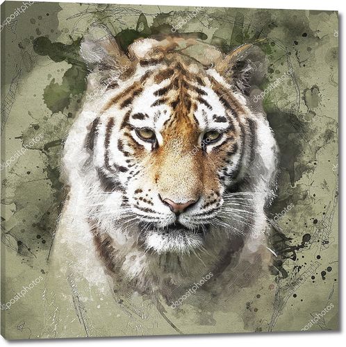 Портрет тигра в винтажном стиле
