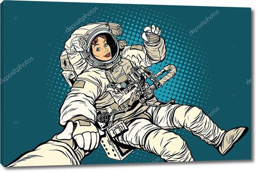 Женщина-астронавт в стиле поп-арт