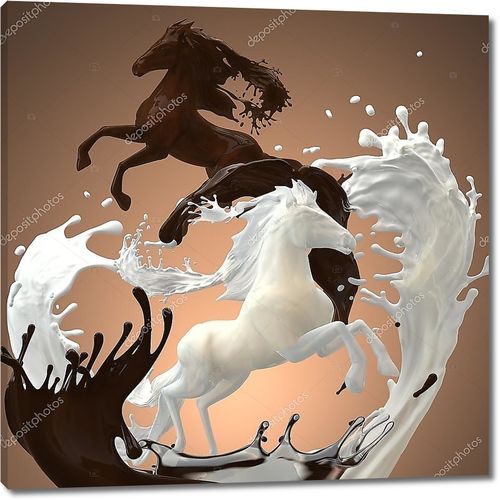 Черный и белый шоколад в виде фигур коней