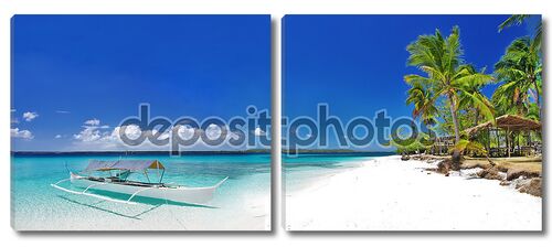 Тропический пляж сцена с лодки