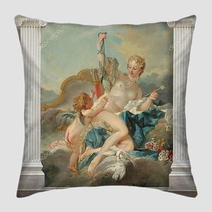 Картина Венера и Купидон Буше в обрамлении колонн