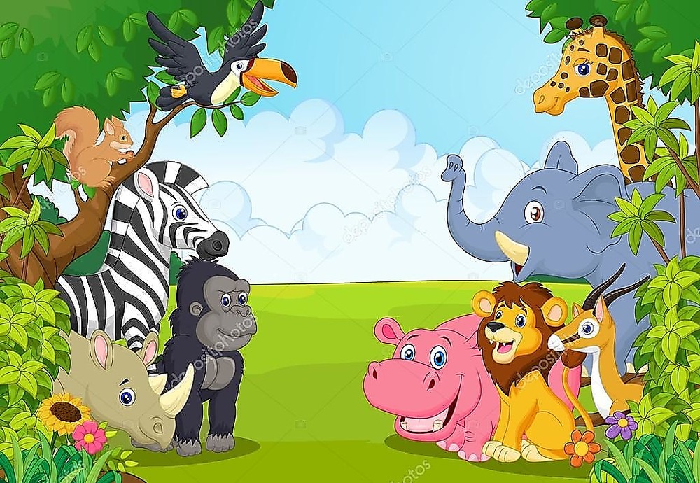 Zoo animals for kids. Звери джунгли. Обитатели джунглей для детей. Мультяшные животные сафари. Животные Африки мультяшные.