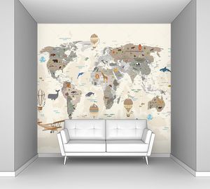 Карта мира для детей с животными
