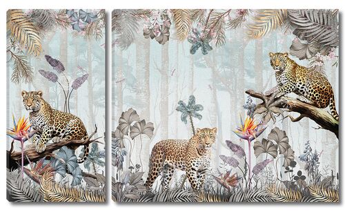 Три леопарда в джунглях