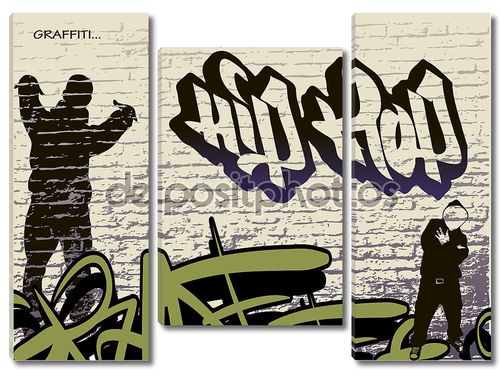 Graffiti wall and hip hop person