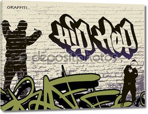 Graffiti wall and hip hop person