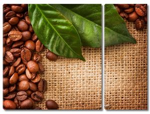 Листья и кофейные зерна