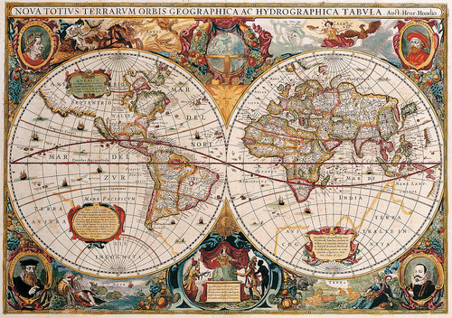 Карта двойного полушария Генрикуса Хондиуса 1630 года