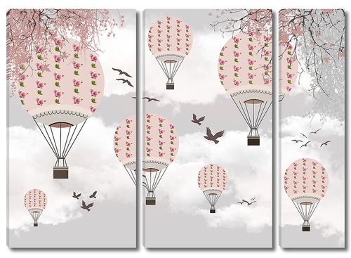 Птицы вместе с воздушными шарами