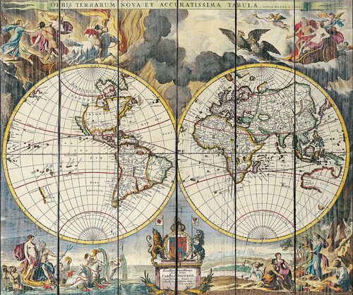 Карта двойного полушария Мозес Питт 1680