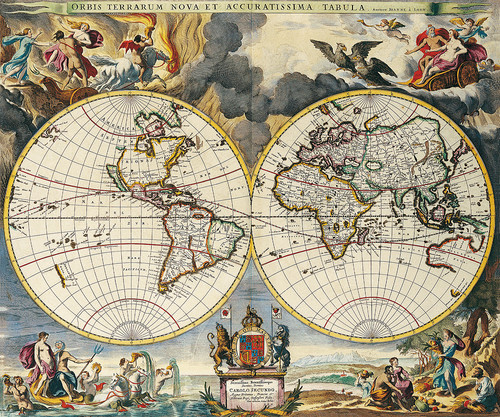 Карта двойного полушария Мозес Питт 1680
