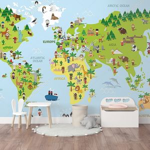 Мультяшная карта мира с животными