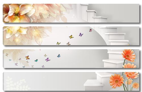 3D лестница и цветы