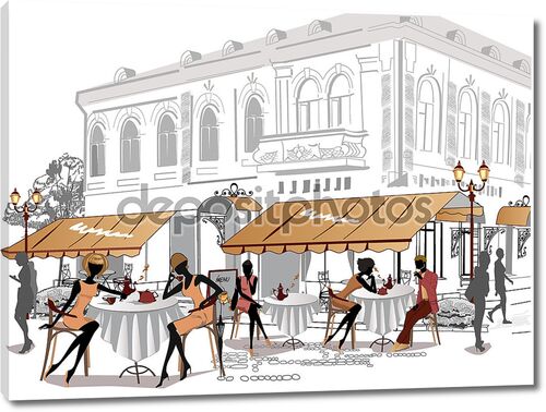 Эскиз Старого города с кафе