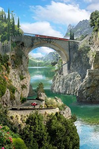 Мост в скалах над рекой