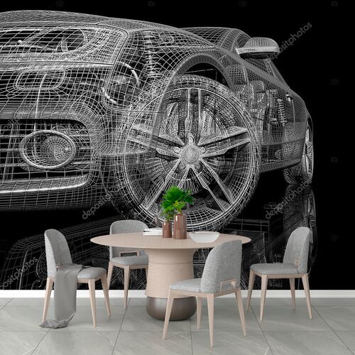 3d модель автомобиля на черном фоне