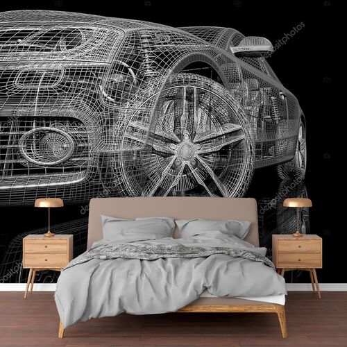 3d модель автомобиля на черном фоне