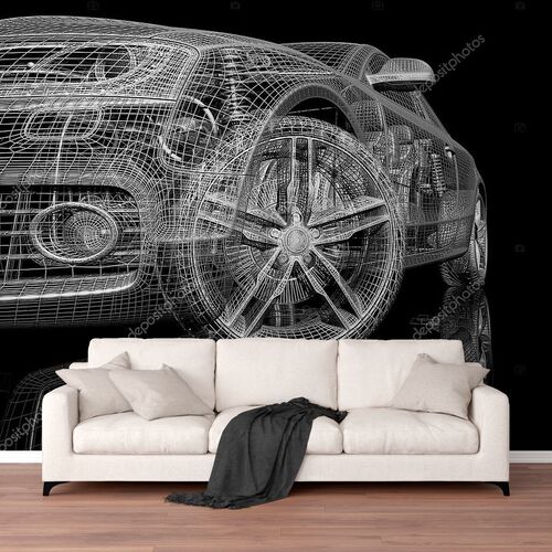 3d модель автомобиля на черном фоне