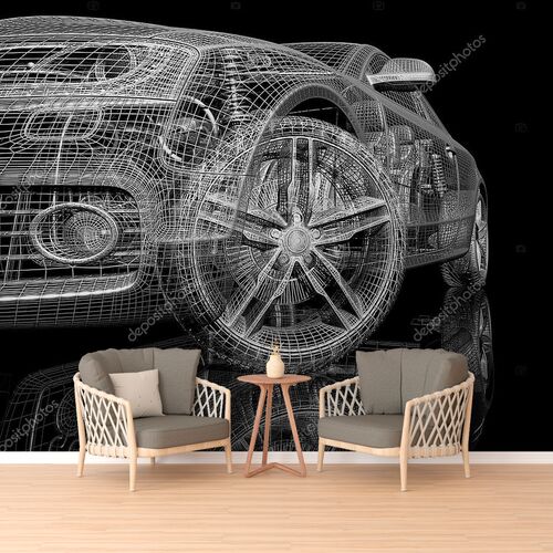 3d модель автомобиля на черном фоне