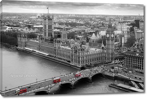 Парламент, мост с красными автобусами
