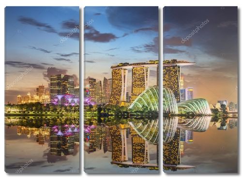 Сингапур Скайлайн и вид на залив