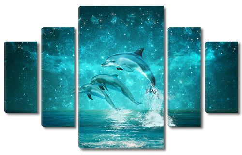 Три дельфина под созвездиями