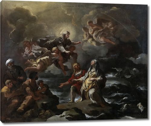 Богородица спасает св. Бригитту во время кораблекрушения