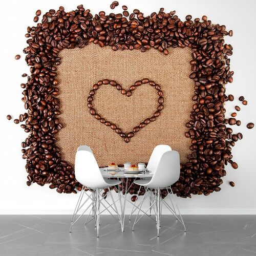 Рамка и сердце из кофейных зерен