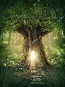 Светящееся дерево в лесу