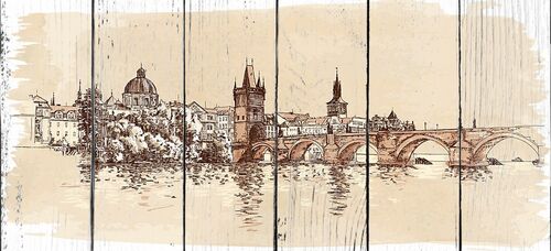 Рисунок Карлова моста в Праге