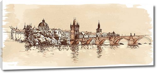 Рисунок Карлова моста в Праге