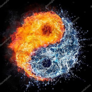 Символ Дао - Инь Ян концепт - огонь и вода